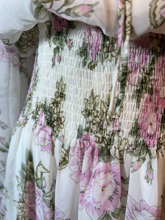 Chicwish Pink Floral Maxi Dress on Cream - Picture 8 of 10